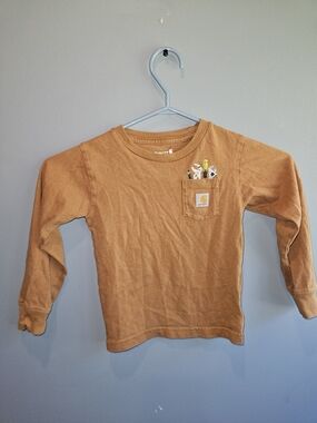 Carhartt Kids' Long-Sleeve Pocket Tee in Brown